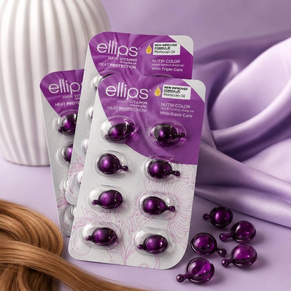 Вітаміни для волосся Ellips Hair Vitamin Treatment "Захист і догляд за фарбованим волоссям" Сяйво Кольору