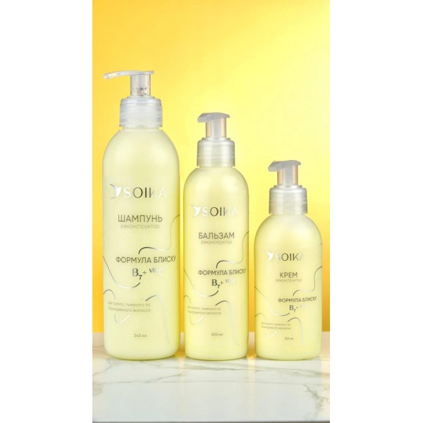Набір для реконструкції волосся Soika "Формула блиску " саше (шампунь, бальзам, крем)