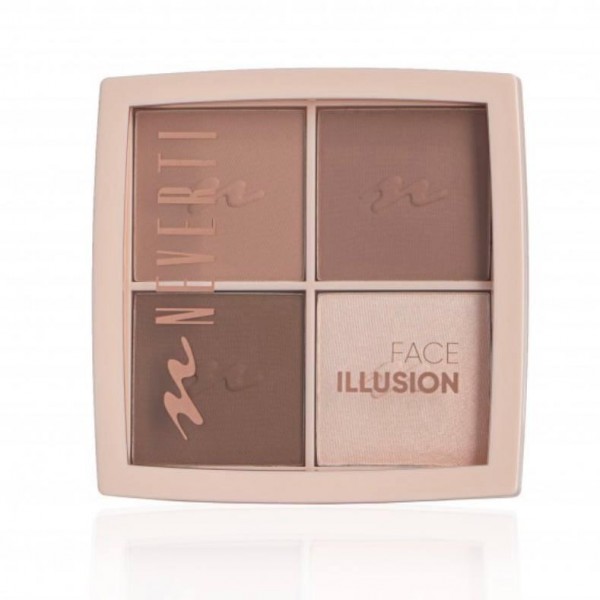 Палетка для контурингу обличчя 3в1 NEVERTI Face Illusion Mix NP208
