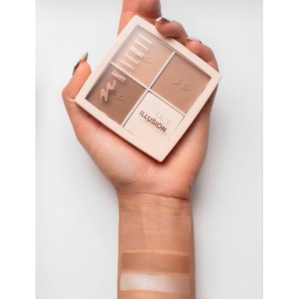 Палетка для контурингу обличчя 3в1 NEVERTI Face Illusion Mix NP208