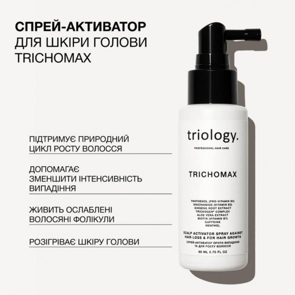 Cпрей-активатор для відновлення природного росту волосся, схильного до випадіння Triology Trichomax 80 мл