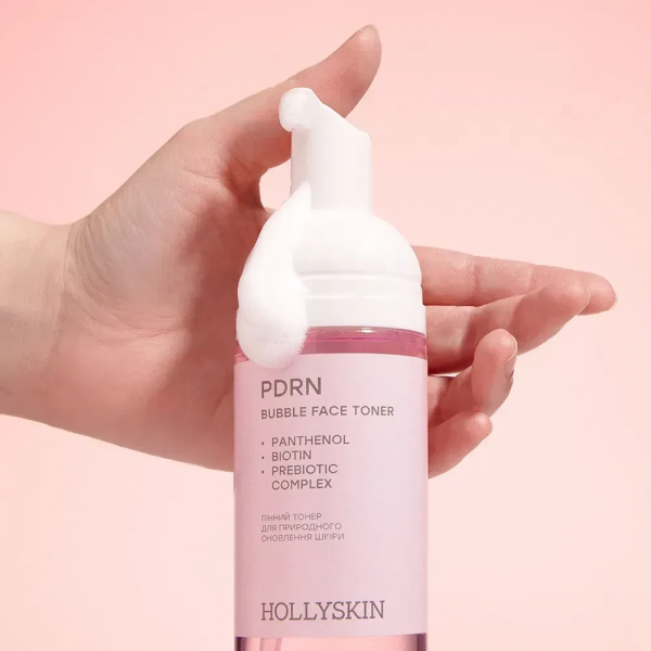 Пінний тонер для природного оновлення шкіри Hollyskin Bubble Face Toner SALMON DNA PDRN 150 мл
