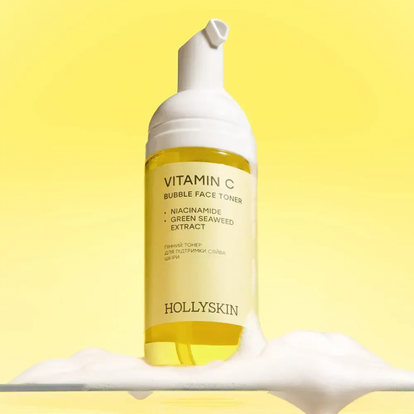 Пінний тонер для підтримки сяйва шкіри Hollyskin Bubble Face Toner Vitamin C 150 мл