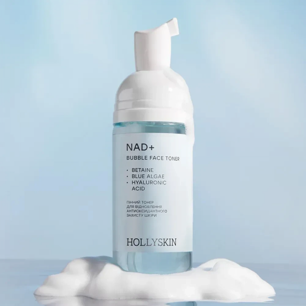 Пінний тонер для відновлення антиоксидантного захисту шкіри Hollyskin Bubble Face Toner NAD+ 150 мл