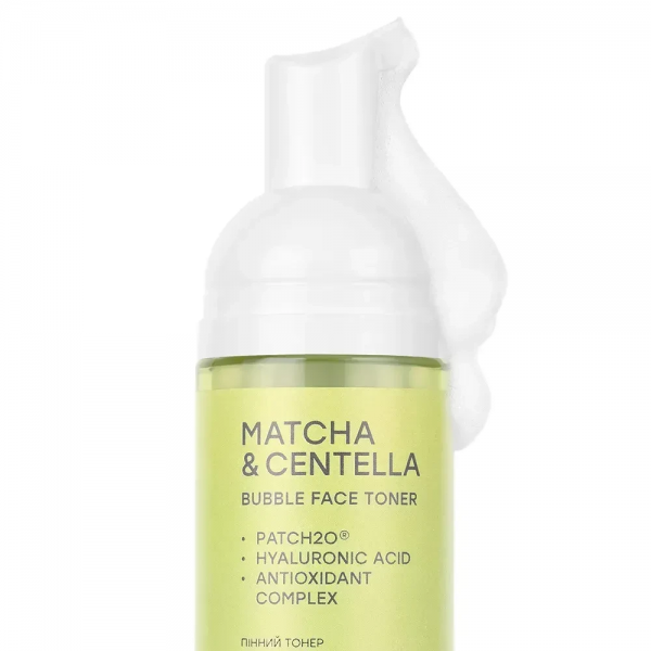 Пінний тонер для зменшення видимих ознак подразнення Hollyskin Bubble Face Toner Matcha & Centella 150 мл