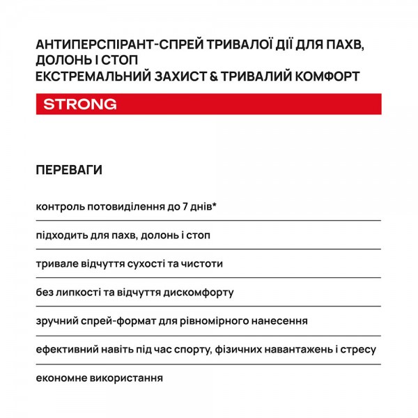 Антиперспірант-спрей тривалої дії для пахв, долонь і стоп AxillDRY Strong до 7 днів 50 мл