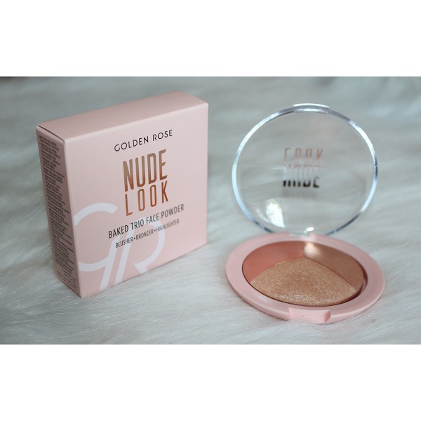 Палетка для контуринга Golden Rose Nude Look Baked Trio Face Powder 3 в 1 (хайлайтер/бронзер/румяна)