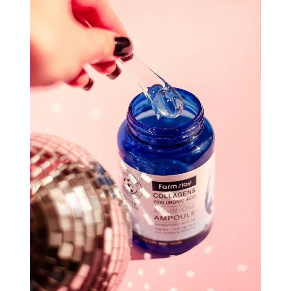 Сироватка з колагеном і гіалуроновою кислотою FARM STAY Collagen&Hyaluronic Acid All In One Ampoule 250 мл Сироватка з колагеном і гіалуроновою кислотою FARM STAY Collagen&Hyaluronic Acid All In One Ampoule 250 мл