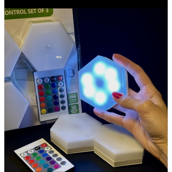 Набір з трьох LED ламп з пультом та підсвічуванням різних кольорів led light with remote control set of 3