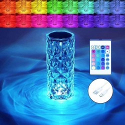 Настільна декоративна проекційна світлодіодна сенсорна лампа-нічник RGB Crystal Rose Ambience 20,5 см