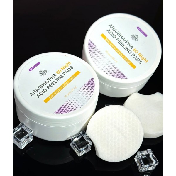 Кислотні пілінг-педи для обличчя MODAY AHA/BHA/PHA Night ACID PEELING pads на основі органічних кислот 60 шт Кислотні пілінг-педи для обличчя MODAY AHA/BHA/PHA Night ACID PEELING pads на основі органічних кислот 60 шт