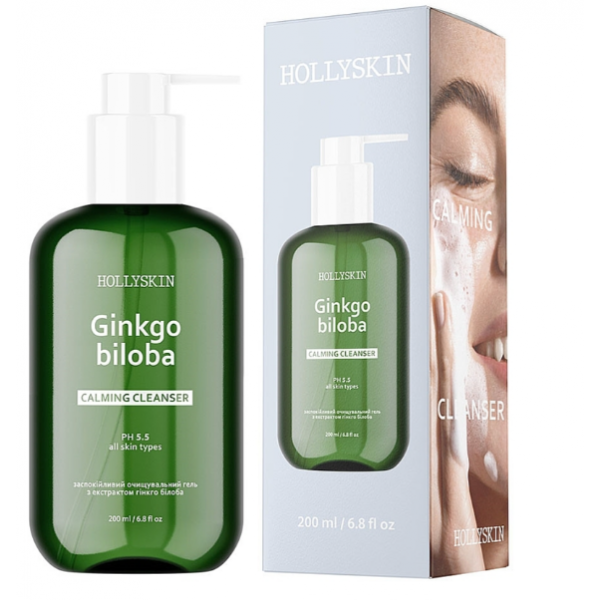 Успокаивающий очищающий гель с эктрактом гинкго билоба Hollyskin Ginkgo Biloba Calming Cleanser 200мл