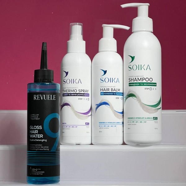 Набір для волосся 4 в 1 Pro Посилений Захист (шампунь,кондиціонер ,термозахист, дзеркальна вода )Зволожуюче розплутування